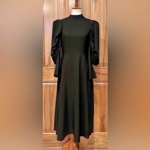 Aggi - Wendy Dress - Dramatic Black Puff-Sleeved Dress, EUC, M